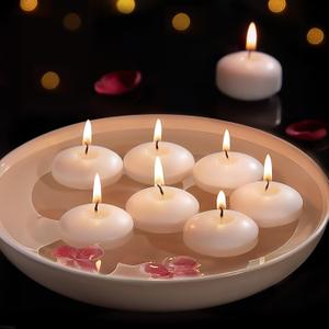 Ashlux White Floating Candles 2 inch, 48 Pack Floating Candles 5-6 Hours Long Burning, Unscented Floating Candle for Centerpieces, Wedding, Christmas Lights, Romantic Night for Her/Him Set