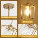 2 Pack Gold Pendant Lights Kitchen Island, Modern Farmhouse Kitchen Pendant Light Fixtures, Metal Cage Island Lights with Clear Glass Shade for Kitchen, Entryway, Dining Room, Hallway