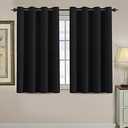 H.VERSAILTEX Blackout Curtain for Living Room Small Window Kitchen Blackout Curtains 45 inch Length Energy Saving Solid Grommet Blackout Drape, One Panel, Jet Black, 52" W x 45" L, 1 Piece