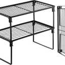 Tomorotec [2 Pack] Stackable Kitchen Storage Shelf Rack, Foldable Spice Rack Cabinet Organization Storage Shelves, Kitchen Shelves, Kitchen Counter & Cabinet Shelf Organizer,