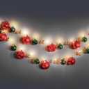 Christmas Garland with LED Lights- 6.3ft Garland for Christmas Tree Decorations for Xmas Party Indoor Home Office L/UP Bauble Garland Red Green