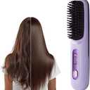 2026 Upgraded Go Brush - Pro for Short Hair - Cordless Straightening Brush with Fast Heat, 3 Temperature Settings, Ionic & Ceramic Care, 2500mAh USB-C Rechargeable for Frizz-Free Styling (Purple)