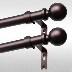 2 Pack Red Bronze Curtain Rod 36-60 Inch, 1 Inch Adjustable Heavy Duty Curtain Rods for Windows, Decorative Modern Window Treatment Rods, Splicing Metal Drapery Pole, Easy Installation