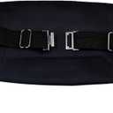 Mens Formal Woven Satin Cummerbund Pre-Tied Bowtie Hanky set - Many Solid Colors, Navy