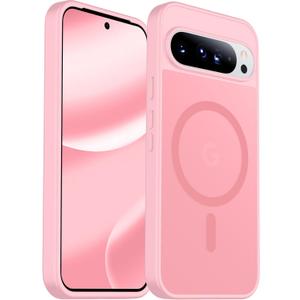 SPIDERCASE Magnetic for Google Pixel 10 Pro XL Case, Military Grade Drop Protection Slim Translucent Matte Shockproof Anti-Fingerprint Phone Case for Pixel 10 Pro XL,Pink