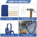 Large Fish Net Decorations for Party, Natural Cotton Hawaiian Party Fishing Net Wall Clip Photo Holders, Fishnet Under Sea Pirate Ocean Nautical Themed Beach Decor DIY, 79"x158" inch, Blue