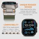 Band Compatible with Apple Watch Ultra 3/2/1 Band 49/46/45/44mm | Metal Connector with Silicone Rugged Strap for iWatch Ultra Series 11/10/9/8/7/6/SE3/SE2/SE/5/4/3/2/1, Army Green/Titanium