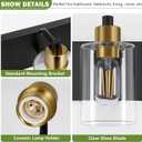 Dpyrrhic Bathroom Light Fixtures, Matte Black and Gold 2-Light Bathroom Lights Over Mirror with Clear Glass Shade,Wall Sconces for Bathroom