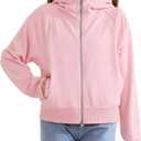 Alisoker Kids Zip Up Hoodies, Pink, Size 13-14Y