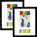 2 Packs, 11x14 Black Theatre Frame with Double White Mats, Theatre bill Frame, Holds 5.5x8.5-inch Theatre bill & Ticket for Wall Display