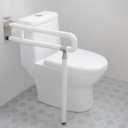MYOYAY 24In Toilet Safety Rails Wall Mount Floor Support Foldable Toilet Grab Bar Handicap Grab Bars Rails Non-Slip Stainless Steel Flip Up Grab Bar Fluorescent Handrails for Seniors Disabled Pregnant