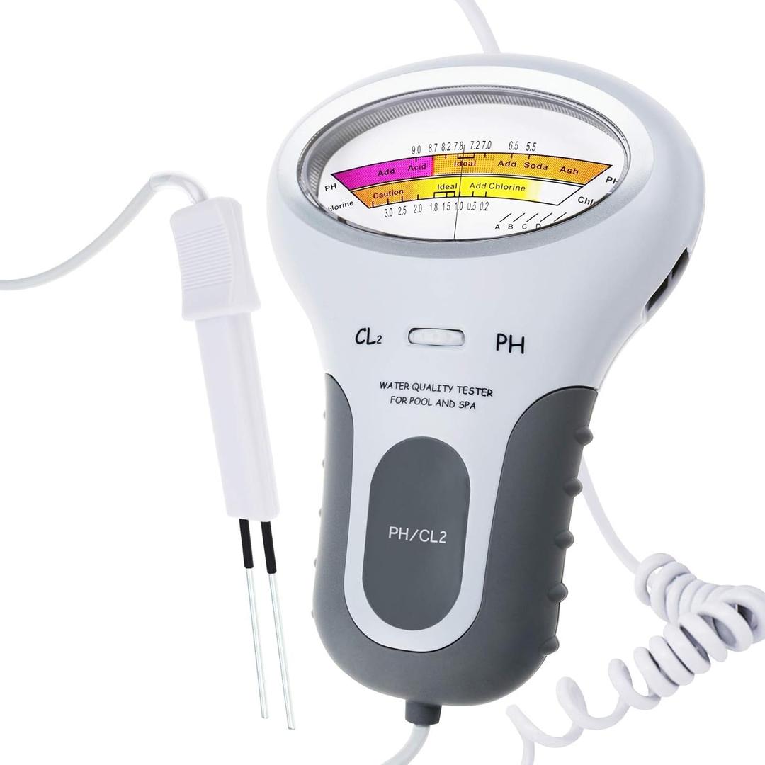 2 in 1 Chlorine & PH Meter, Dual Scale Water Quality Tester CL2 Level Meter, Digital Electronic Pool Water Tester Handheld Ph and Chlorine Tester for Swimming Pool,Spas, Water Quality Analysis Monitor