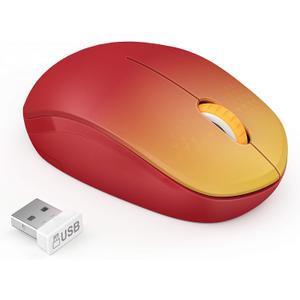 seenda Wireless Mouse for Laptop, 2.4G Noiseless Mouse with USB Receiver - Optical Tracking Portable Computer Mice for Chromebook, PC, Tablet, Windows System, 24 Months Battery Life - Gradient Red