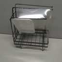 JUXYES Kitchen Sink Caddy Sponge Holder with Dishcloth Drying Rack, Kitchen Rag Stand Sponge Brush Soap Dish Dishcloth Rack Sink Storage Organizer for Kitchen Countertop (Black)