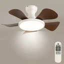Ceiling Fans with Lights, 30 inch Low Profile Ceiling Fan with Light and Remote, Flush Mount Smart Ceiling Fan with Dimmable LED Light, Small Ceiling Fans for Bedroom, DC Motor, Indoor, White