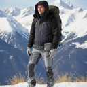 Men's Ski Jacket Waterproof Warm Snowboard Jacket Insulated Winter Coat for Outdoor Cold Weather Sports Work XX-Large, Black Dark Grey