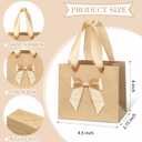 Honoson 50 Pcs Graduation Small Gift Bags with Handle 4 x 2.75 x 4.5 No DIY Mini Paper Bags Bulk with Bow Ribbon for Wedding Birthday Party Favor Mothers Day Baby Shower Guests(Beige White)