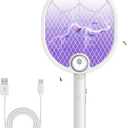 Buzbug Electric Fly Swatter, Type-C Rechargeable Mosquito Swatter, Foldable, Dual Handheld and Auto Zap Mode, 3800V Powerful Instant Bug Zapper Racket, Mosquito Bat for Indoor Outdoor Camping -WD956A (Normal-White)