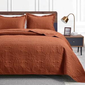 Love's cabin Quilts for Queen Bed Umber Bedspreads - Soft Bed Summer Lightweight Bedspread Comforter - Modern Style Coin Pattern Coverlet for All Season - 3 Pieces (1 Quilt, 2 Pillow Shams), Full/Queen