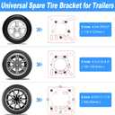 Trailer Spare Tire Mount Bracket, Heavy Duty Spare Tire Carrier Mount for Boat and RV, Fits 5 & 6 & 8 Lugs Wheels on 4.5'',4.75'',5.0",5.32",5.5",6.5",6.7",7.1" or 7.9" Bolt Patterns 160 Lbs