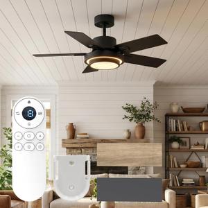 Neftis 42 Inch Ceiling Fans with Lights and Remote, Big Lampshade, Small