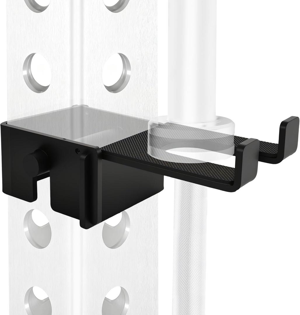 Olympic Barbell Holder for 3x3inch Power Racks, Rack-Mounted,No Tools & No Screws Required - Heavy-Duty Steel barbell Storage , Protect The Barbell Bar With Protective Padding, Saves More Space,Tool-Free Install.Vertical Barbell Holder