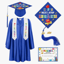 Bokon 4 Pcs Kindergarten Preschool Graduation Cap and Gown with 2025 Tassel Graduation Stole and Certificate for Toddler Kids Size 33