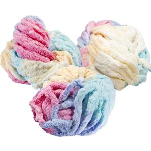 Chunky Yarn for Crocheting & Arm Knitting-Rainbow Multicolor 3pk Jumbo Chenille Yarn, 72 Yards Total, 20mm Super Soft & Thick for Mothers Day Gifts, Blankets, Cozy Home Dcor & Spring Crafts