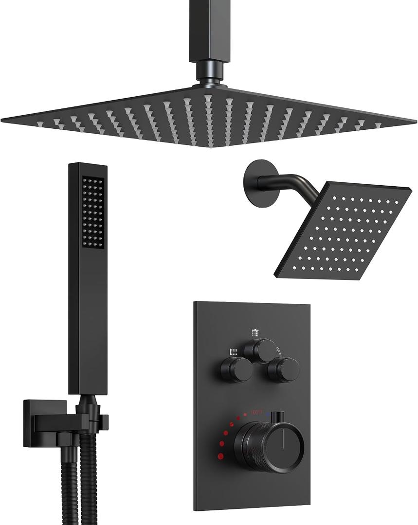 Shower Faucet Set with Handheld Spray, Matte Black