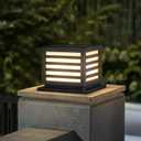 Solar Post Light, 9.84" Pillar Light Outdoor Waterproof Modern Column Lamp Outside Gate Posts Cap Lantern 3000K LED Lighting Fixture for Flat Surface Patio Garden Driveway Decoration