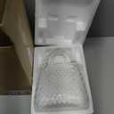 PORPAN Purse Vase, Glass Bag Vase, Glass Purse Vase for Flowers, Clear Vases, 12 Inch Large Flower Vase with Embossed Pattern for Wedding, Living Room, Bedroom, Table, Office(Round)