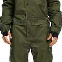 Mens One Piece Ski Suit Snowsuits Colorful Snowboard Jumpsuits Waterproof Hooded Warm Jackets Outdoor Winter (X-Large, Green)