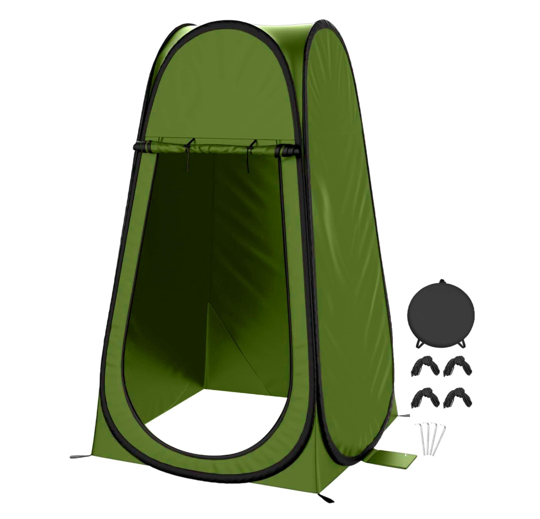 Portable Shower Tent Spacious Changing Dressing Room Outdoor Rain Shelter for Toilet Camping Hiking Beach Dress Changing Tent for Ladies (Green, 47.2" L x 47.2" W x 74.8" H)