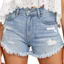 Angerella Denim Shorts for Women Mid Rise Ripped Jean Shorts Stretchy Folded Hem Hot Short Jeans (X-Large, #03 B-light Blue)