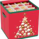 Christmas Ornament Storage Box with Adjustable Dividers Christmas Storage Containers Holds up to 64-3'' Ornament Zippered Ornament Organizer Storage Box Christmas Decoration Storage with Trays