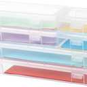 novelinks Stackable Plastic Clear Storage Box Containers with Latching Lid - Art Craft Supply Organizer Storage Containers for Pencil Box, Crayon, Beads (2 Small + 2 Medium + 2 Large -Clear)