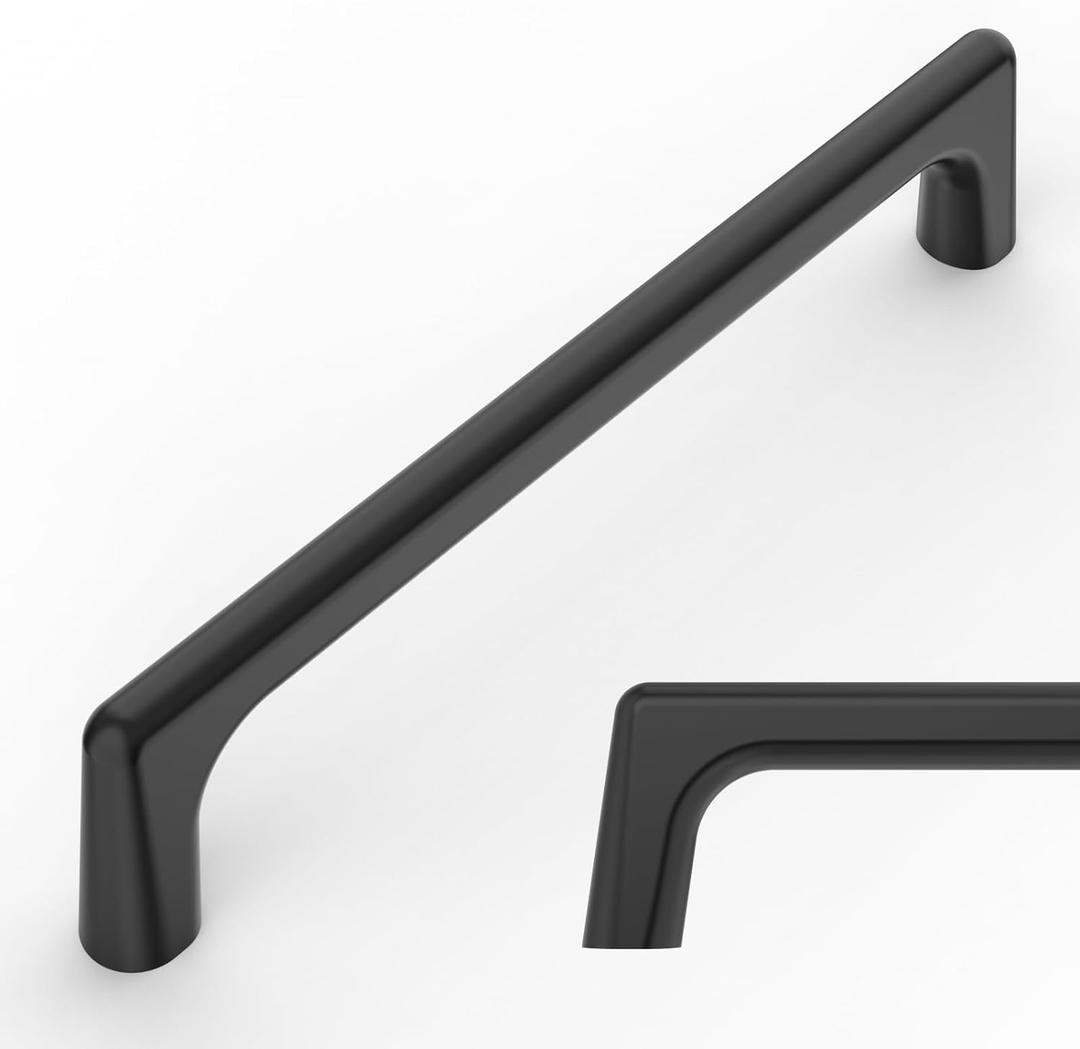 Amerdeco 10 Pack Matte Black Cabinet Pulls 5 Inch(128MM) Hole Centers Kitchen Cabinet Handles Hardware Kitchen Handles for Cabinets Cupboard Handles Drawer Pulls ZH0041