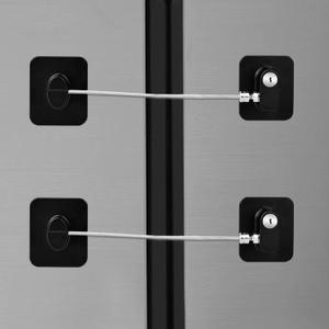 Refrigerator Lock with Key, Lock for Fridge Freezer,Fridge Locks, Cabinets and Drawers, Air Oven Air Fryer, Closets, Windows, 2 Pack Refrigerator Locks with 4 Keys