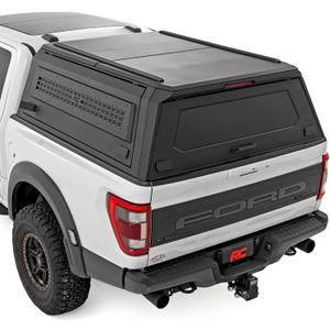 Rough Country Truck Bed Cap Topper for Ford F-150 (2021-2026) 5'7 Bed - Modular Design, Locking Gullwing Access Doors, Molle Panels, LED Interior Lighting