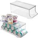 iDesign Soda Can Organizer with Lid for Pantry or Refrigerator - Set of 2 - Clear - Made in USA