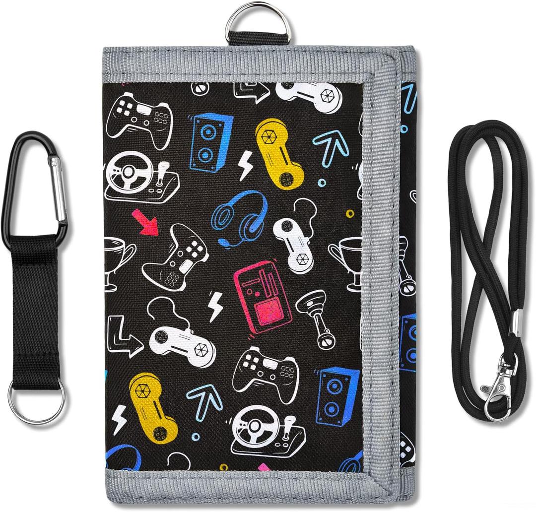 Kids Wallet for Boys, Boys Wallets for Kids 4-12 Trifold Wallet with Zippered Coin Pocket and Card Holders, Birthday Christmas Gifts Wallet - Game Console