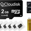 Pack of 2 Micro SD Card 2GB Flash Memory Card C6 with SD Adapter, Card Reader (2 GB)