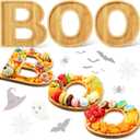 FillTouch Boo Wooden Charcuterie Letters Fillable Halloween Serving Tray Charcuterie Board Dish Decorative Cheese Platter for Snack Food Cake Cookies for Halloween Party