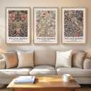 Framed Vintage William Morris Canvas Wall Art Set of 3, Large Retro Floral Artwork Prints, Rustic Farmhouse Botanical Aesthetic Wall Decor for Living Room, Bedroom, Hallway, Office, Total Size 30x60, 20"W x 30" H x 3Pcs