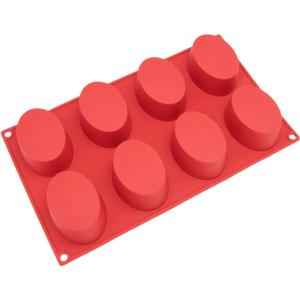 Freshware 8-Cavity Oval Silicone Mold for Soap, Cake, Bread, Cupcake, Cheesecake, Cornbread, Muffin, Brownie, and More