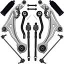 10Pcs Front End Suspension Kit Fit For 2009-2014 Ni-ssan Murano, 2 Lower Control Arm w/Ball Joint 2 Sway Bar Link 4 Outer Inner Tie Rod End (# K622157 K622158 K750784 EV800639 ES800357 ES800358)
