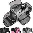 Estarer Soft Sided Pet Carrier Airline Approved, 4 Sides Expandable Collapsible Cat Carrier with Pockets & Removable Fleece Pad, Travel Carrier Bag for Cat Dog & Small Animals (Grey)