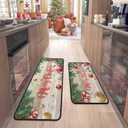 2 Pcs Christmas Kitchen Rugs and Mats for Floor Non-Slip Backing Mat Merry Christmas Kitchen Decor Anti Fatigue Kitchen Rug Sets with Runner Xmas Decor (Christmas 02, 17"x47.2"+17"x30")