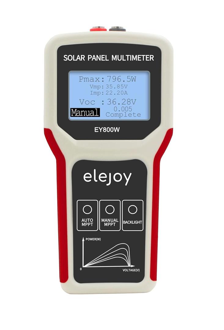 800W Solar Panel Tester MPPT Photovoltaic Multimeter & Watt Meter Smart Portable Tool for Solar PV Panel Data & Troubleshoot Measures Power Output, Performance and Open Circuit Voltage