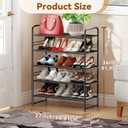 Shoe Rack, 5-Tier Metal Shoe Shelf Storage Organizer for Closet, Entryway, Stackable Black